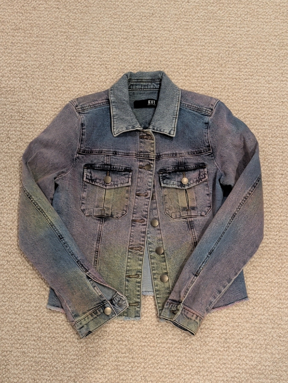 Kut from the Kloth Women's Rainbow Washed Indigo Denim Jacket